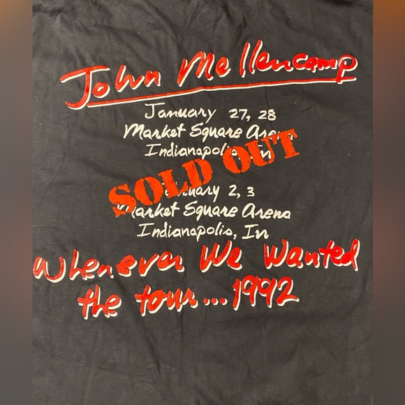 Sportswear John Cougar Mellencamp concert T-shirt 1992‎  Indianapolis  size XL - Picture 5 of 9
